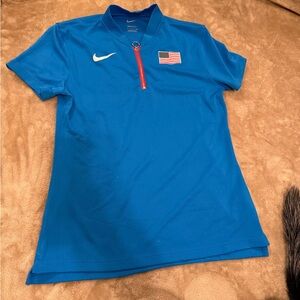 Nike Royal Blue Shirt with Flag and Red Zipper